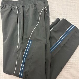Gray Track Pants with Blue Accents